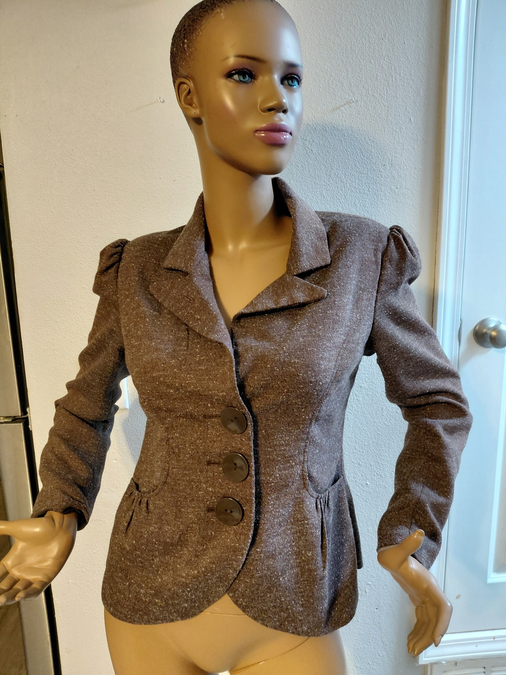 Brown Women's Tailored Button-Front Jacket